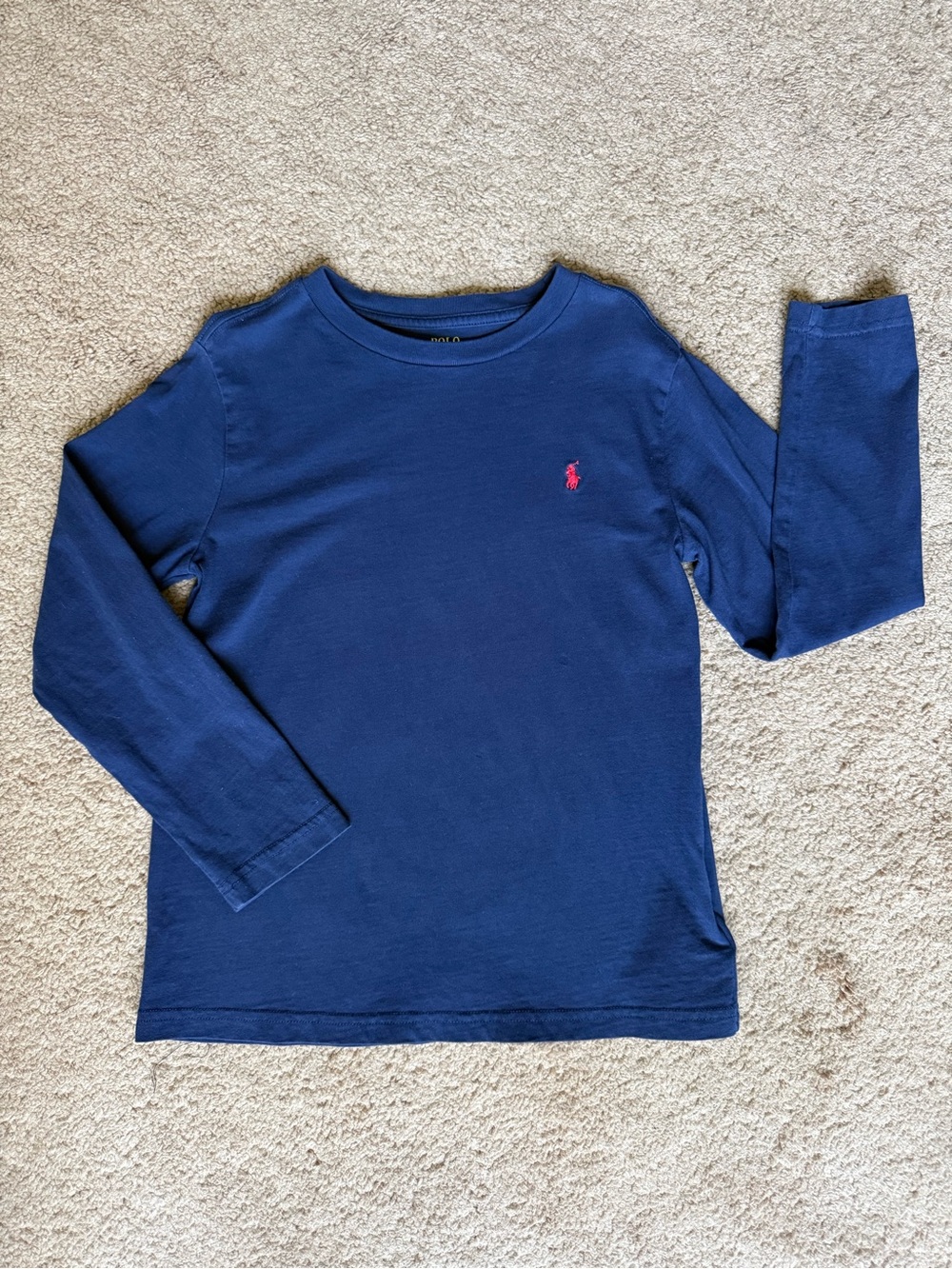 Polo by Ralph Lauren Kids Long Sleeve Crewneck - Navy with Red Pony Cotton